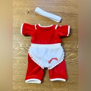 Vintage Cabbage Patch Kids Doll Red Velour Workout Outfit Sweatsuit